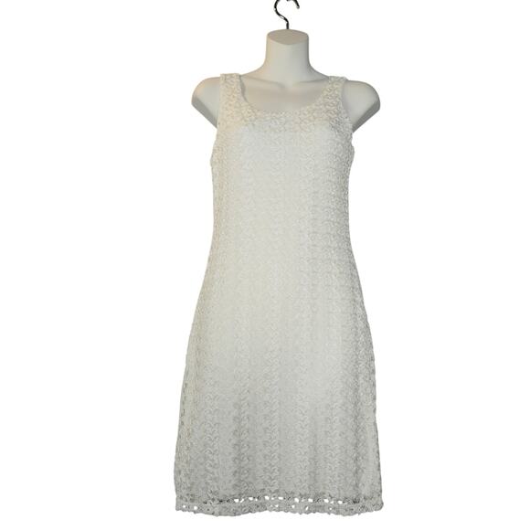 Gilli Dress Womens Small White Mini Dress Lace Overlay Stretch Flowy Cottagecore - Picture 1 of 13